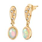 D'Joy AA Natürlicher, äthiopischer Welo Opal, Weißer Zirkon Ohrringe 925 Silber 750 Gelb Vergoldet (10-15 Werktage Lieferzeit) ca. 1.19 ct