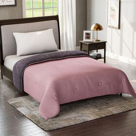 Serenity Night Wende-Kühlsteppdecke, Zwei-Ton, 135×200cm, Dunkelgrau und Rosa