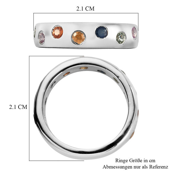 Mehrfarbig Saphir Band Ring 925 Silber Platin-Überzug image number 7