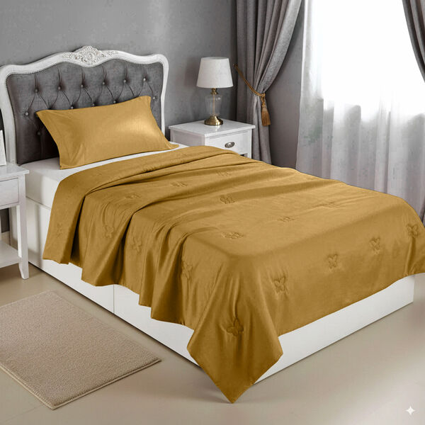 Serenity Night 100% Maulbeerseide Seidendecke mit 350gsm Seidenf&uuml;llung, 135x200cm, Gold