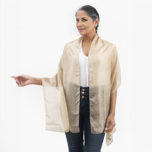 Satin Seiden Schal, Beige image number 2
