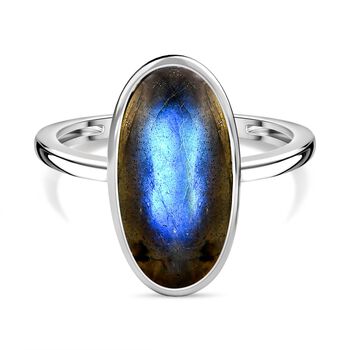 Labradorit Ring 925 Silber rhodiniert (Gr&ouml;&szlig;e 20.00) ca. 5.52 ct