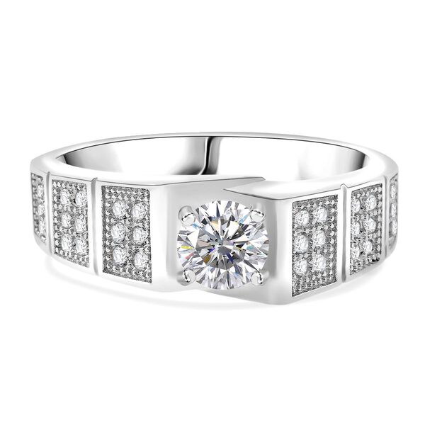 LUSTRO STELLA - Wei&szlig;er Zirkonia Ring 925 Silber rhodiniert (Gr&ouml;&szlig;e 21.00)