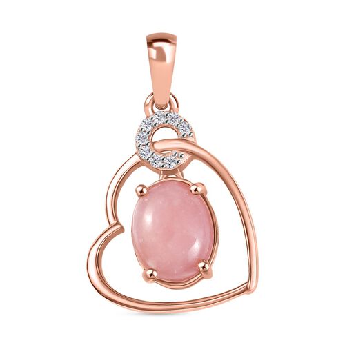 Herzklang - D joy AA Vinicunca-Peruanischer Opal, Weißer Zirkon Anhänger 925 Silber 750 rosévergoldet ca. 1,78 ct. image number 0