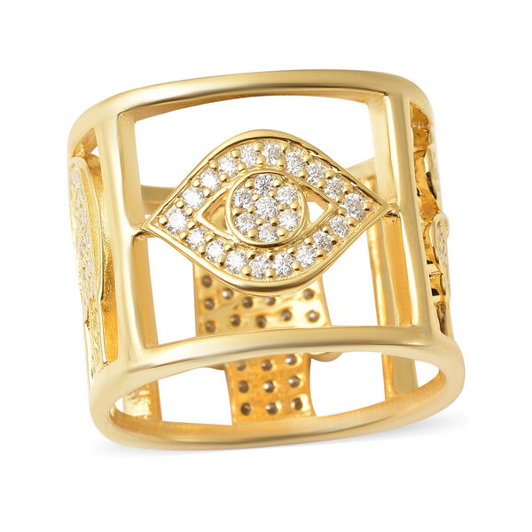 Weißer Zirkon Ring, 925 Silber vergoldet  ca. 1,60 ct image number 2