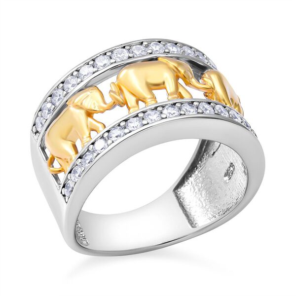 LUSTRO STELLA - zweifarbiger Zirkonia-Elefant-Ring in Silber image number 4