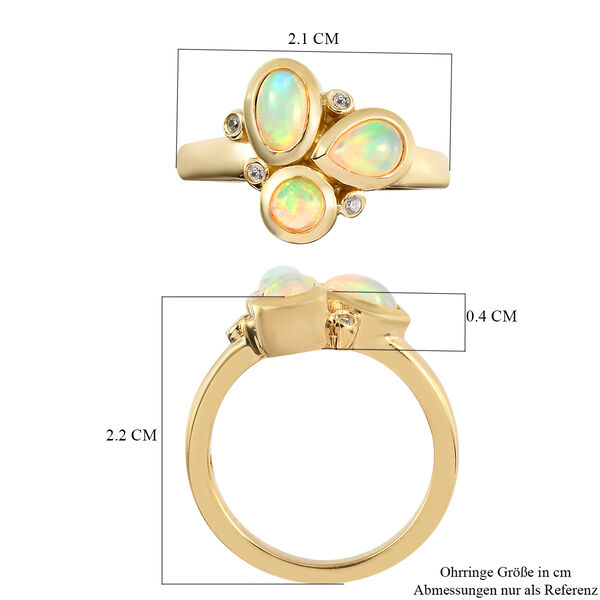 Natürlicher Äthiopischer Opal und Zirkon Ring 925 Silber vergoldet  ca. 0,84 ct image number 7