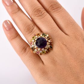 AA Afrikanischer Amethyst und Multi-Turmalin Ring - 11,39 ct.