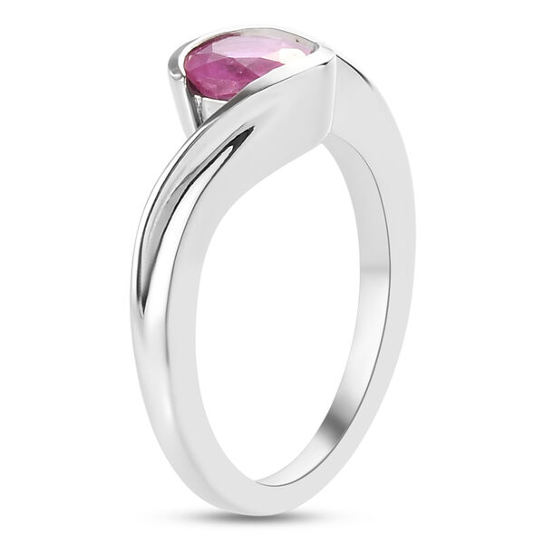 Premium Ilakaka Rosa Saphir Bypass-Solit&auml;r-Ring, 925 Silber platiniert, 1,19 ct. image number 5
