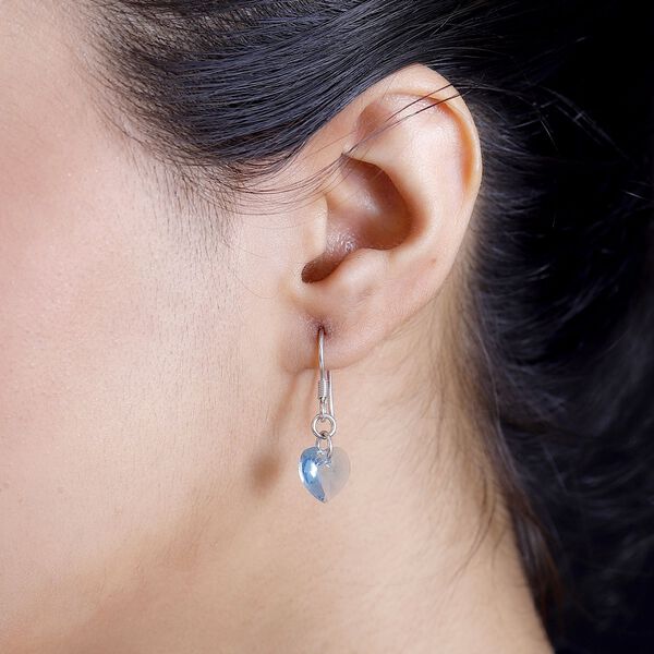 J Francis gefertigt mit SWAROVSKI- Aquamarin Swarovski Kristall Herz Ohrringe image number 3