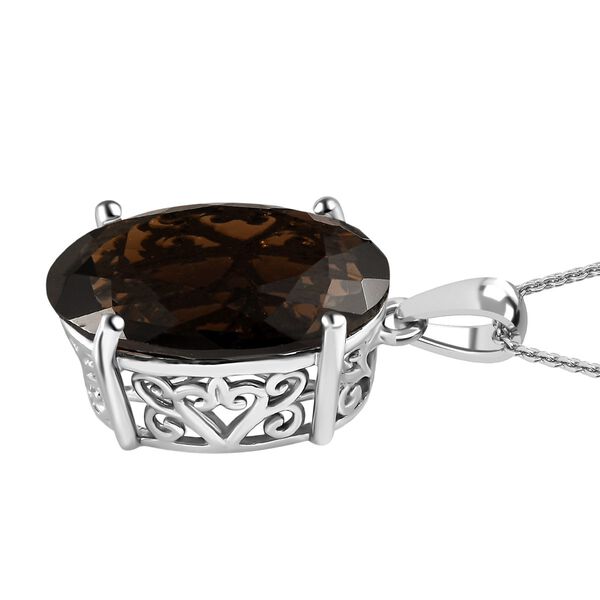 Rauchquarz Anh&auml;nger mit Kette, 925 Silber platiniert ca. 15.00 ct image number 4