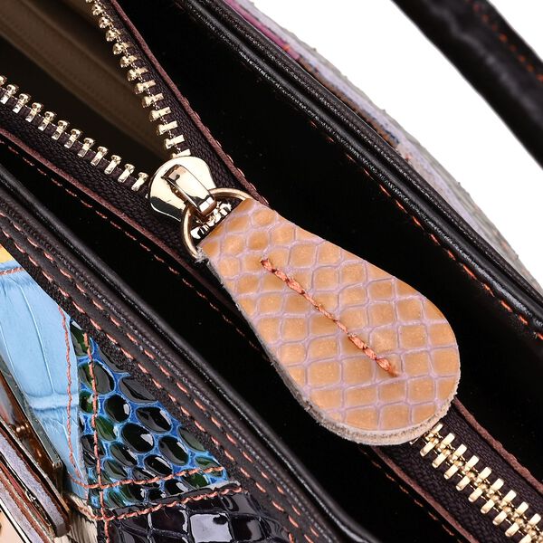 Chaos by Elsie - Echtleder Umh&auml;ngetasche mit RFID-Schutz, Gl&auml;nzendes Krokodil-Pr&auml;gemuster, 34x14 x25 cm image number 6