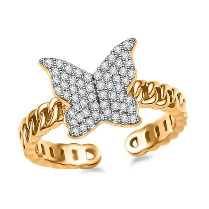 GP Trionfo Kollektion Wei&szlig;er Diamant Ring 925 Silber 750 Gelbgold Vermeil (Gr&ouml;&szlig;e 19.00) ca. 0.33 ct