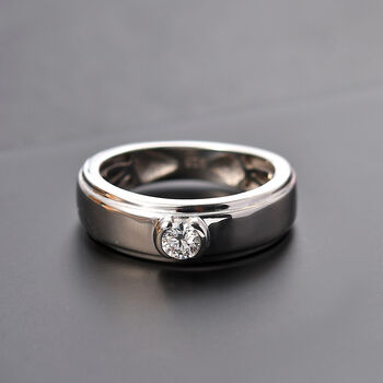 Moissanit Ring, 925 Silber platiniert - 0,16 ct
