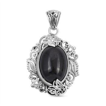 Royal Bali - Schwarz Stern Diopsid Anh&auml;nger, 925 Silber ca. 23.62 ct