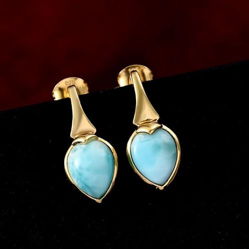 D'Joy Larimar Ohrringe 925 Silber 750 Gelb Vergoldet ca. 4,12 ct. image number 1