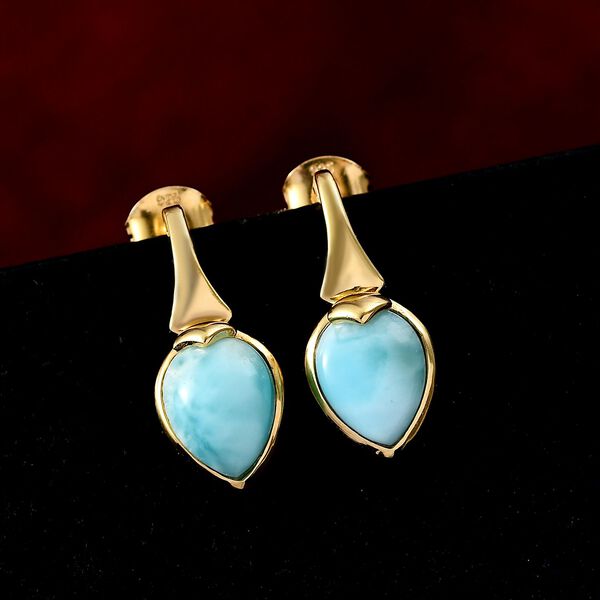 D'Joy Larimar Ohrringe 925 Silber 750 Gelb Vergoldet ca. 4.12 ct image number 2