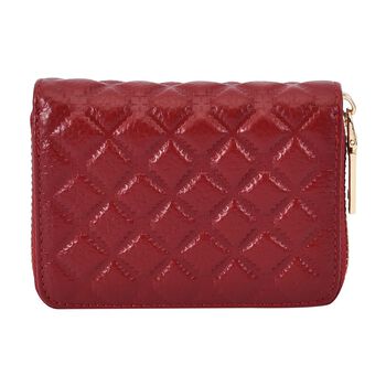 Rautenf&ouml;rmig gesteppte Brieftasche aus 100% echtem Leder, 10x2x9cm, burgunder