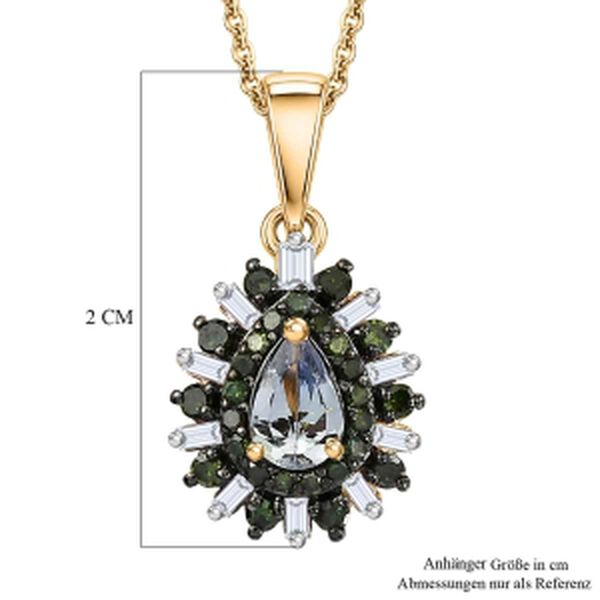 D'Joy gr&uuml;ner Tansanit, gr&uuml;ner und wei&szlig;er Diamant Anh&auml;nger mit 50cm Kette - 0,79 ct. image number 6