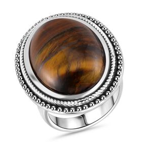 Gelber Tigerauge Ring, Reiner Edelstahl (Größe 16.00) ca. 25.00 ct