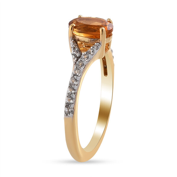 Madeira Citrin und Zirkon Ring 925 Silber vergoldet  ca. 0,91 ct image number 5