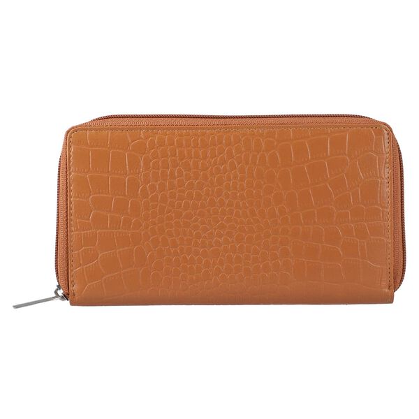 CLOSE OUT - UNION CODE: Echtleder Brieftasche mit Krokopr&auml;gung, grau