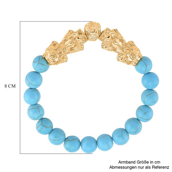Blauer Howlit Flexibles Pixiu Armband, vergoldet ca. 150.00 ct image number 3