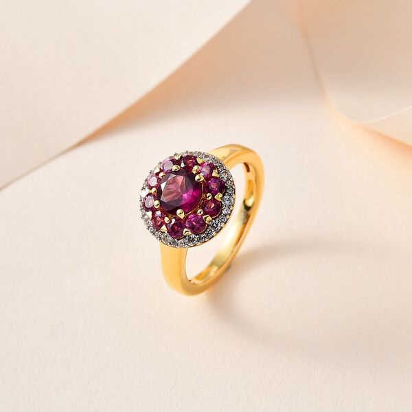 Rhodolith Granat Ring, 925 Silber Gelbgold Vermeil (Größe 21.00) ca. 2.22 ct image number 2