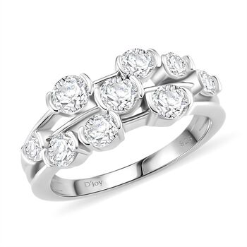 RADIANTA GRA zertifiziert Moissanit (D-VVS) Ring 925 Silber rhodiniert (Gr&ouml;&szlig;e 16.00) ca. 1.46 ct