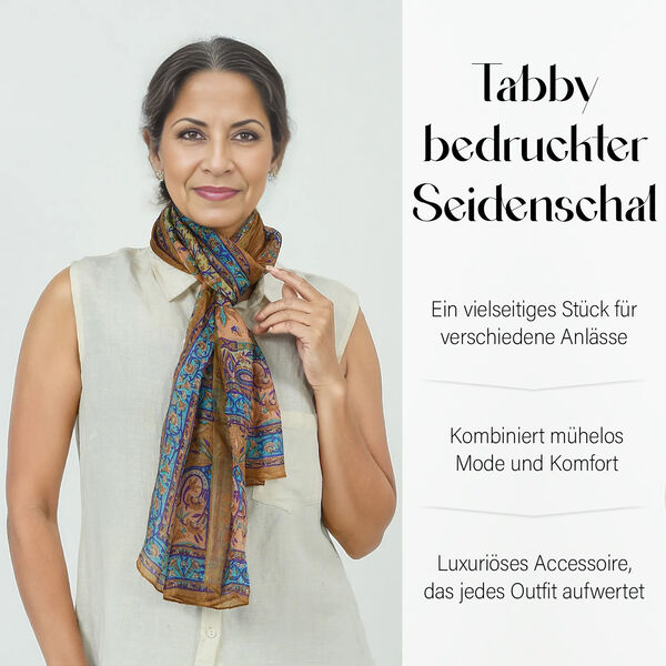 Luxuri&ouml;ser Seidenschal mit Paisleymuster, 100%  feinste Seide, Gold image number 2