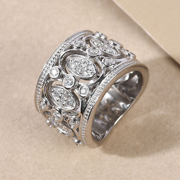 88 Facetten Moissanit-Ring, 925 Silber platiniert  ca. 0,90 ct image number 2