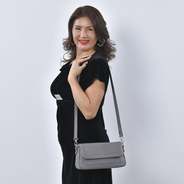 Umhängetasche aus Kunstleder, Grau image number 2