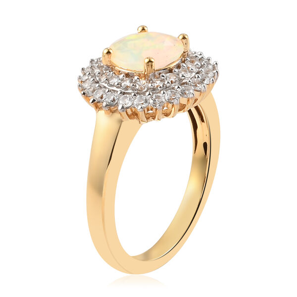 Nat&uuml;rlicher, &auml;thiopischer Opal und Zirkon-Ring, 925 Silber vergoldet  ca. 1,60 ct image number 5