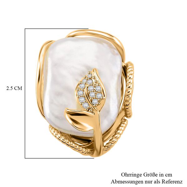 Wei&szlig;e Keshi Perle und wei&szlig;e Zirkonia Ohrringe image number 6