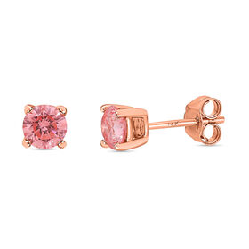 LUXURIANT DIAMOND- SGL zertifizierte VS rosa Labor Diamant Ohrringe in 585 Roségold- 1 ct.