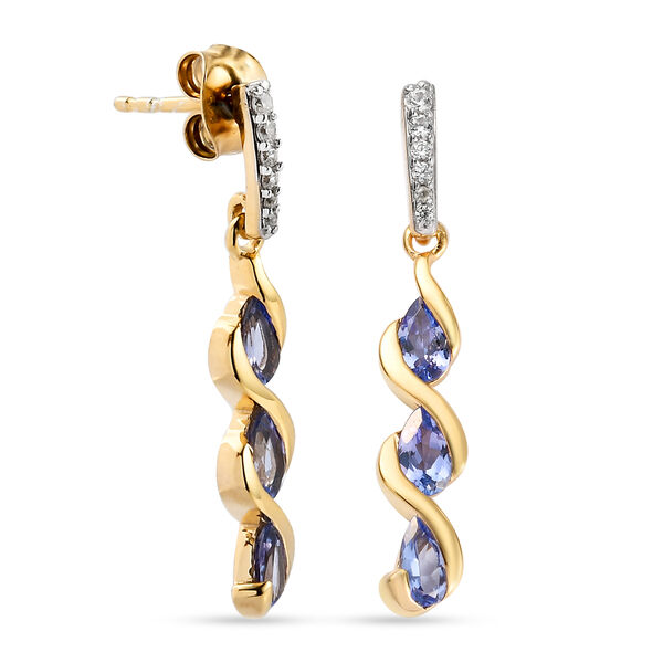Tansanit und Zirkon Ohrringe, 925 Silber vergoldet ca. 1.34 ct image number 4