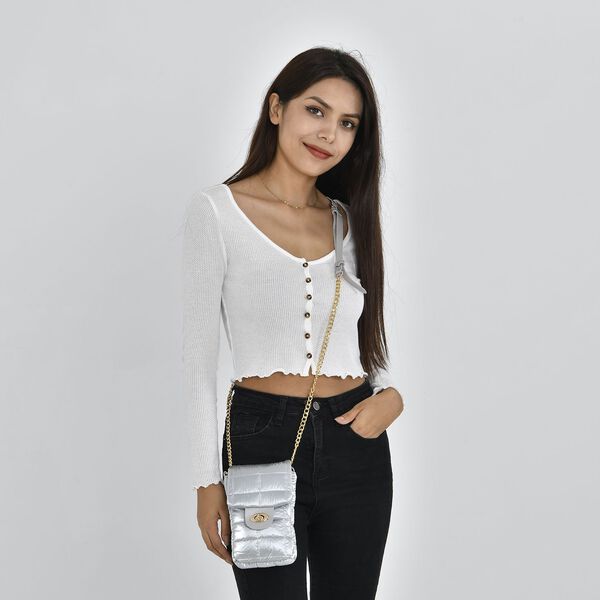 Gesteppte Puffy Crossbody Tasche mit RFID Schutz, silber image number 2
