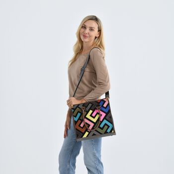 Chaos by Elsie Echtleder Crossbody-Tasche mit RFID-Schutz, 36x15x25cm, mehrfarbiges, matt gepr&auml;gtes Muster