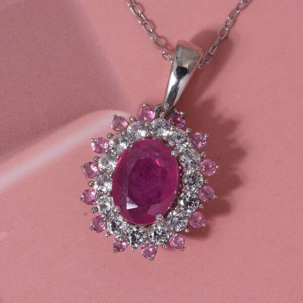 D'Joy Ilakaka Rosa Saphir und Zirkon Anh&auml;nger mit 50cm Kette - 2,85 ct. image number 1