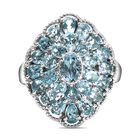 Himmelblauer Topas-Ring 925 Silber platiniert (Größe 21.00) ca. 6,14 ct