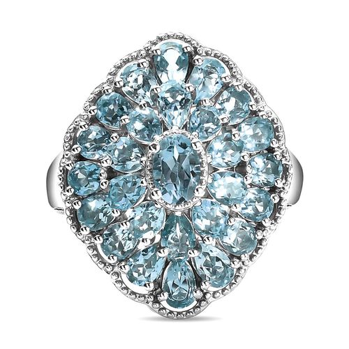 Himmelblauer Topas-Ring 925 Silber platiniert  ca. 6,14 ct image number 0