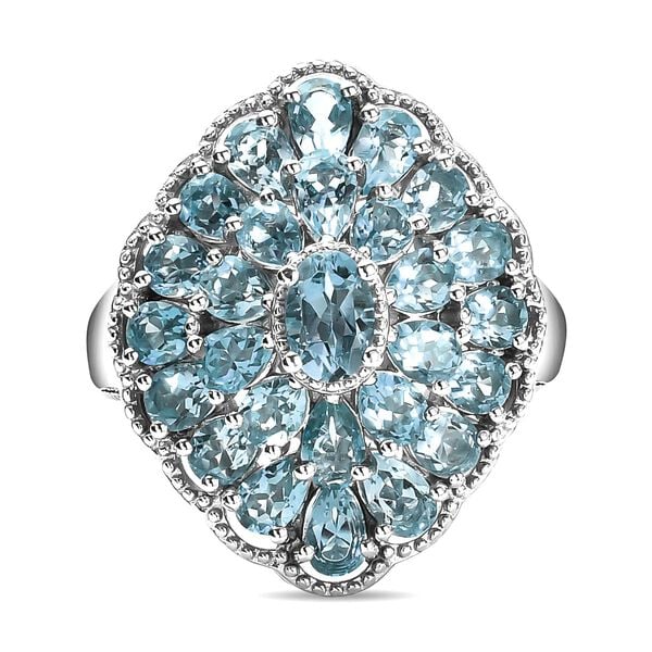 Himmelblauer Topas-Ring 925 Silber platiniert  ca. 6,14 ct image number 0