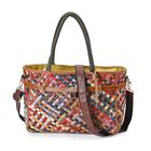 Chaos by Elsie - 100% Echtleder gewebter Tasche mit RFID schutz, 35x24x15 cm, matt