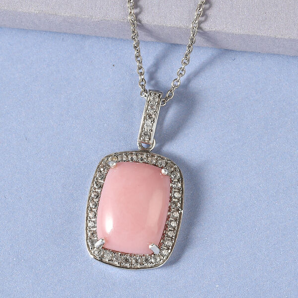 Rosa Opal und Zirkon Anh&auml;nger mit 50cm Kette - 8,92 ct. image number 3