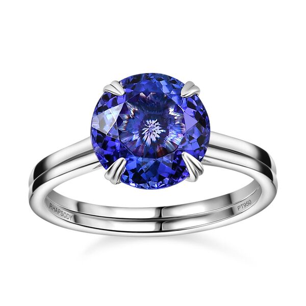AAAA Tansanit, Wei&szlig;er Diamant Ring 950 Platin (Gr&ouml;&szlig;e 18.00) ca. 4.88 ct image number 3