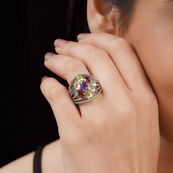 Mehrfarbiger Ring, Edelstahl (Größe 17.00) ca. 3.64 ct image number 2