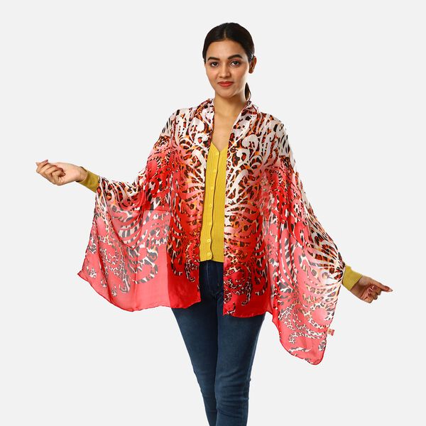 100 % nat&uuml;rlicher Satin Seiden Schal, 165x50 cm, Rot