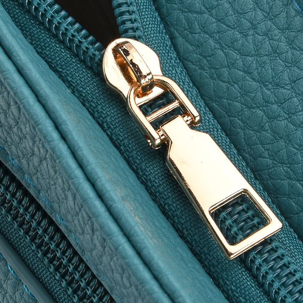 Elegante Umhängetasche aus feinem Lederimitat mit Mehrfachfächern, 24x27 cm, Petrolblau image number 7