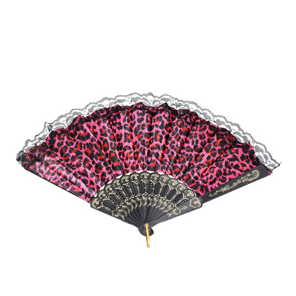 4er - Set Handf&auml;cher im japanischen Stil, Leopard Druck, wei&szlig;, Rosa, Gelb image number 3