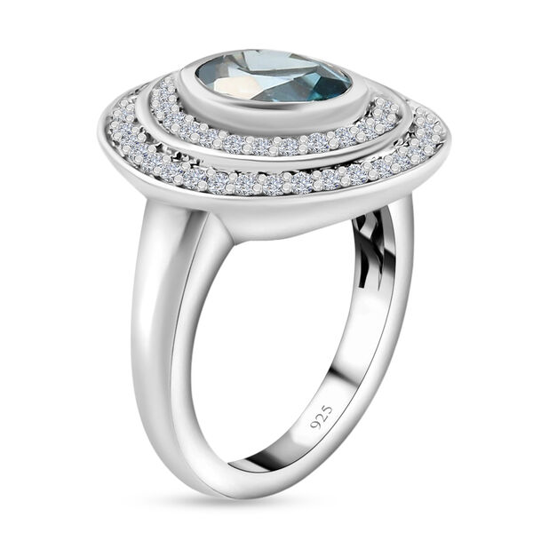 Kambodschanischer blauer und Wei&szlig;er Zirkon Ring 925 Silber platiniert  ca. 3,98 ct image number 5